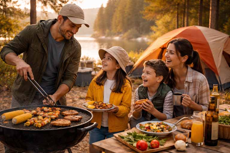 家族でキャンプを楽しむ様子