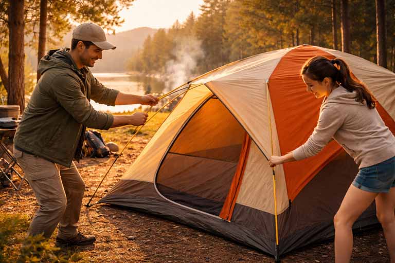 テント設営の様子